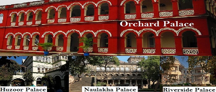 Orchard Palace, Huzoor Palace, Naulakha Palace, Riverside Palace in Gondal